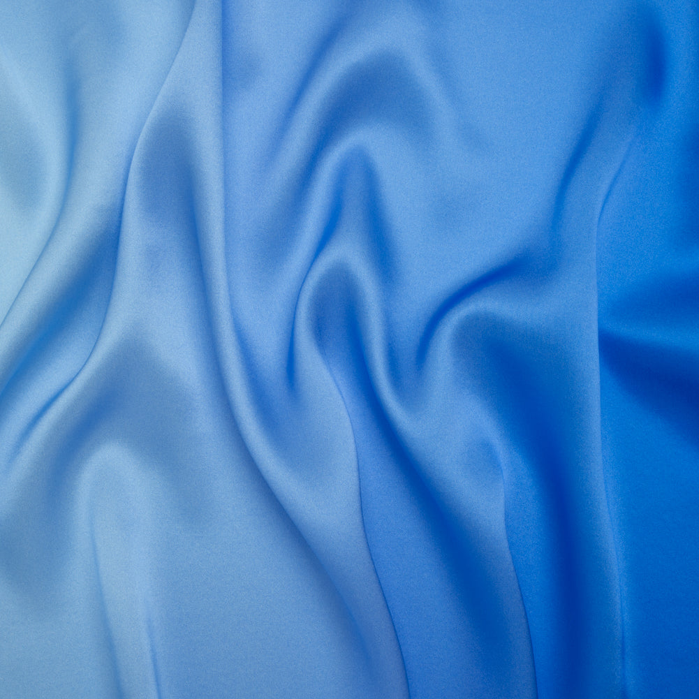 Silk Charmeuse Print 16MM, Made in Italy - White to Bright Blue Ombre Silk Charmeuse Print 16MM, Made in Italy - White to Bright Blue Ombre