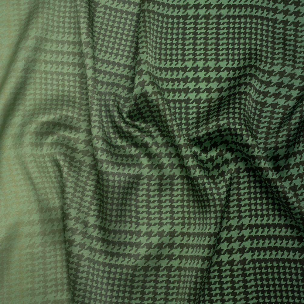 Silk Charmeuse Print 16MM, Made in Italy - Sage, Forest Green and Black Glen Check Ombre Silk Charmeuse Print 16MM, Made in Italy - Sage, Forest Green and Black Glen Check Ombre