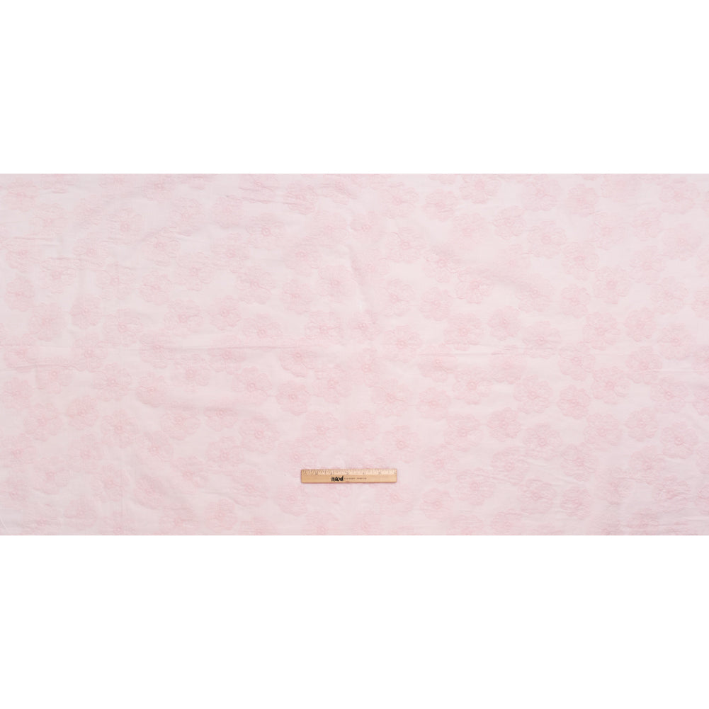Embroidered Eyelet Cotton Voile - Baby Pink Big Tossed Flowers - Naomi Collection - Full Embroidered Eyelet Cotton Voile - Baby Pink Big Tossed Flowers - Naomi Collection - Full