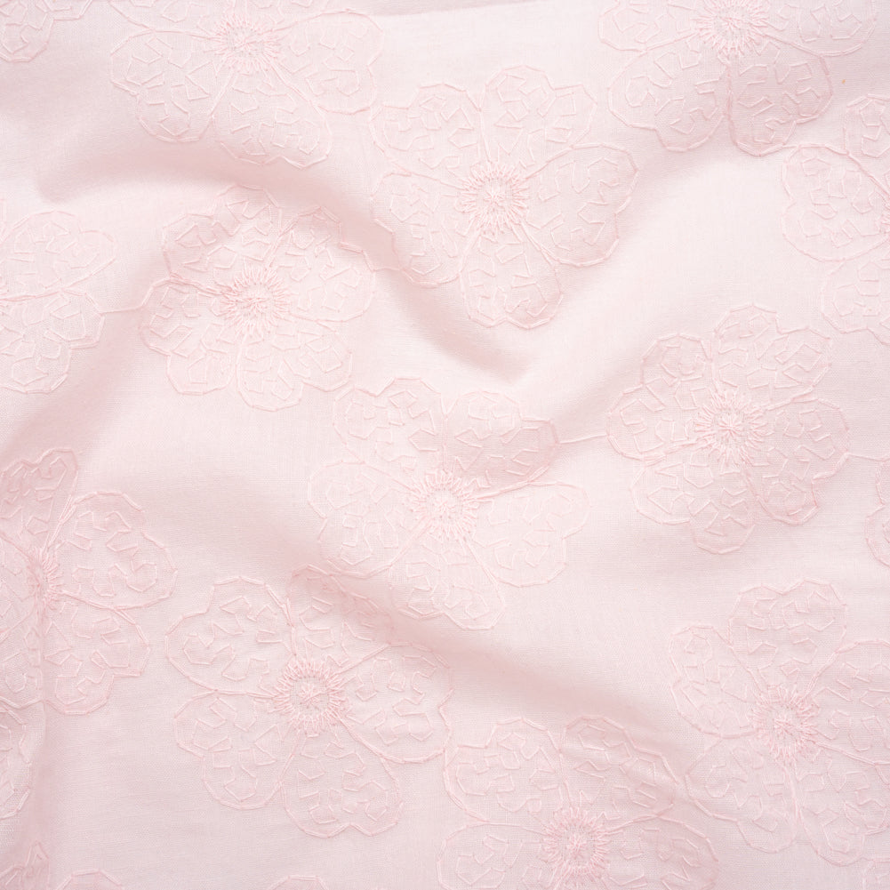 Embroidered Eyelet Cotton Voile - Baby Pink Big Tossed Flowers - Naomi Collection Embroidered Eyelet Cotton Voile - Baby Pink Big Tossed Flowers - Naomi Collection
