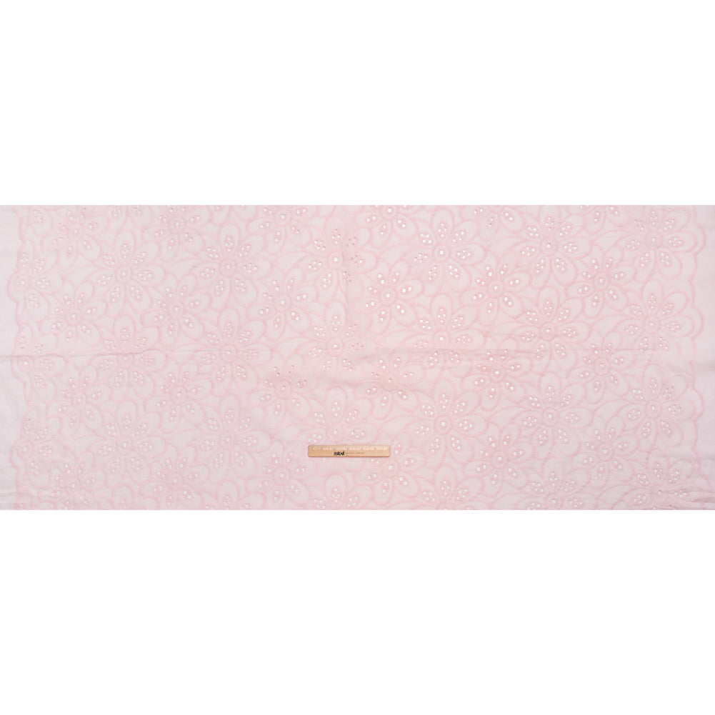 Embroidered Eyelet Cotton Voile - Baby Pink Big Flowers - Naomi Collection - Full Embroidered Eyelet Cotton Voile - Baby Pink Big Flowers - Naomi Collection - Full