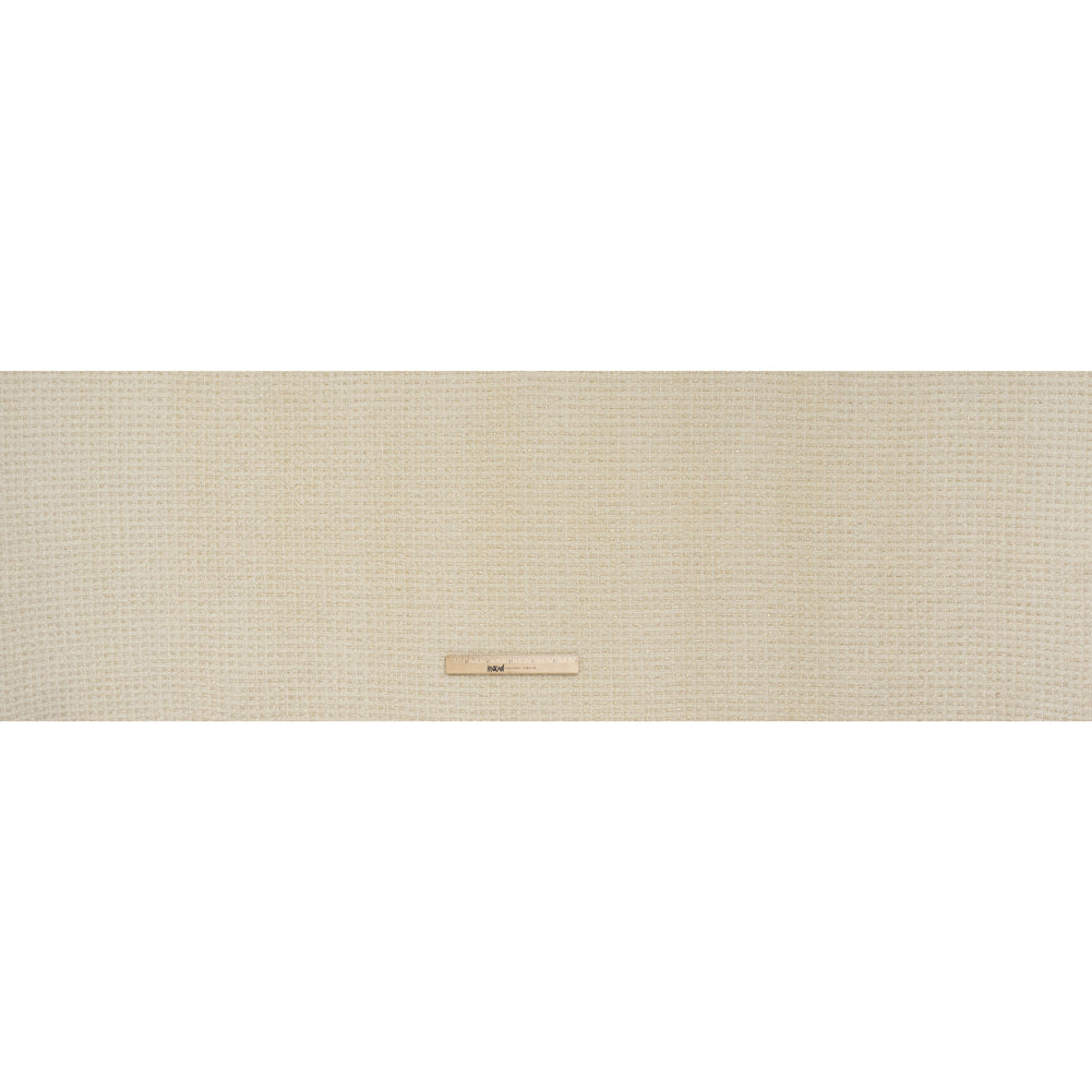 Metallic Wool Boucle Tweed Made in Italy - Ivory and Gold - Deadstock - Full Metallic Wool Boucle Tweed Made in Italy - Ivory and Gold - Deadstock - Full