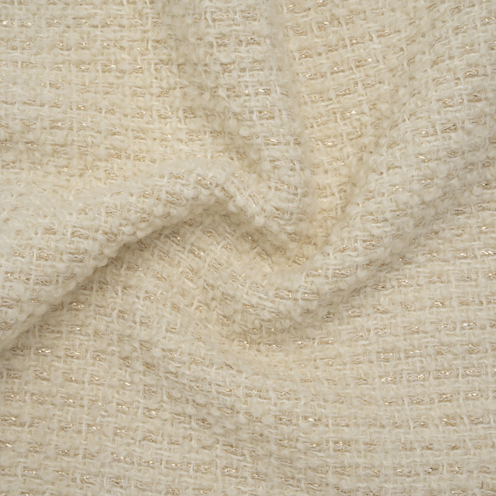 Metallic Wool Boucle Tweed Made in Italy - Ivory and Gold - Deadstock Metallic Wool Boucle Tweed Made in Italy - Ivory and Gold - Deadstock