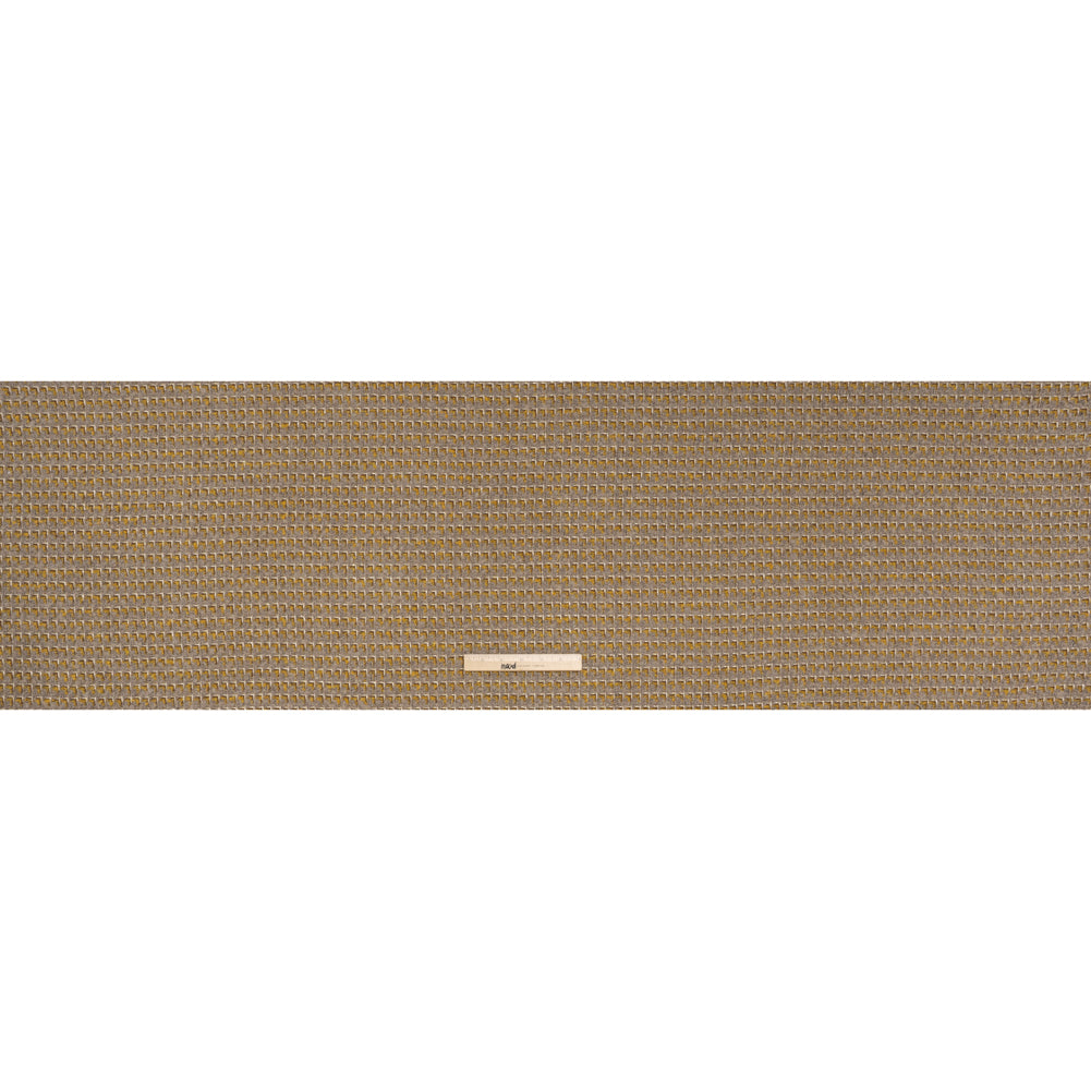 Metallic Wool Blend Tweed Twill Made in Italy - Beige, Yellow Ochre and Gold Zig Zags - Deadstock - Full Metallic Wool Blend Tweed Twill Made in Italy - Beige, Yellow Ochre and Gold Zig Zags - Deadstock - Full