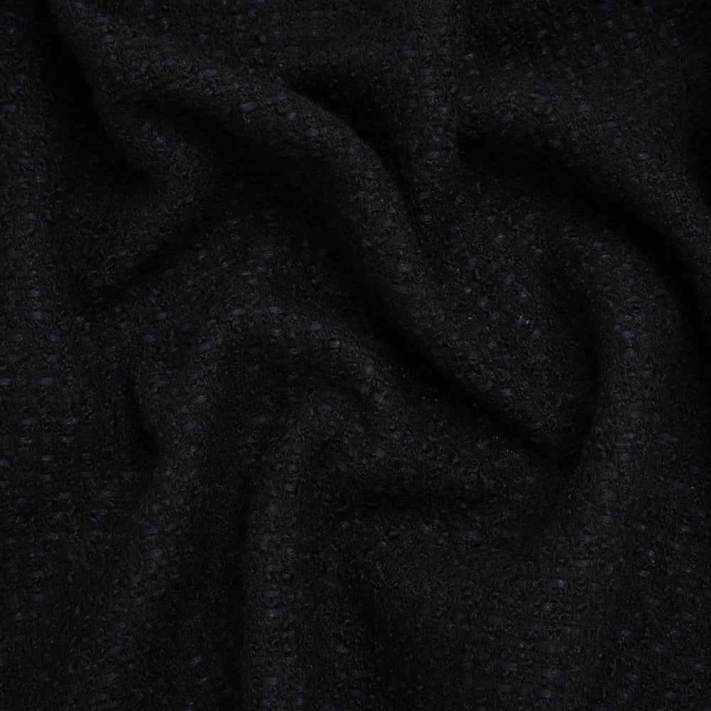 Wool Blend Boucle Tweed - Black - Deadstock Wool Blend Boucle Tweed - Black - Deadstock