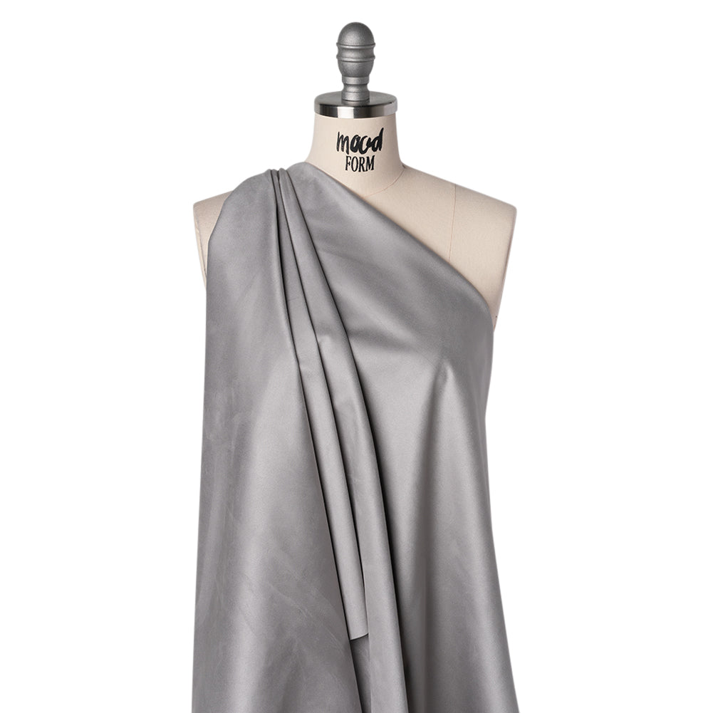 Stretch Recycled Polyester Faux Suede - Silver Drape Stretch Recycled Polyester Faux Suede - Silver Drape