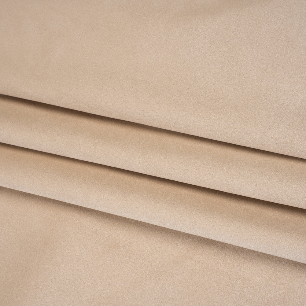 Stretch Recycled Polyester Faux Suede - Pale Beige Folded Stretch Recycled Polyester Faux Suede - Pale Beige Folded