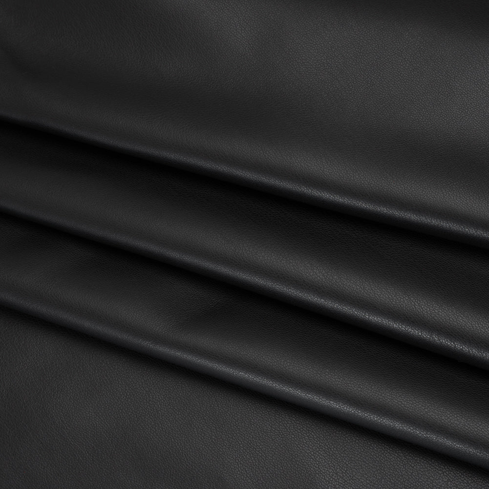 Buttery Faux Leather with Knit Faux Suede Backing - Black Folded Buttery Faux Leather with Knit Faux Suede Backing - Black Folded