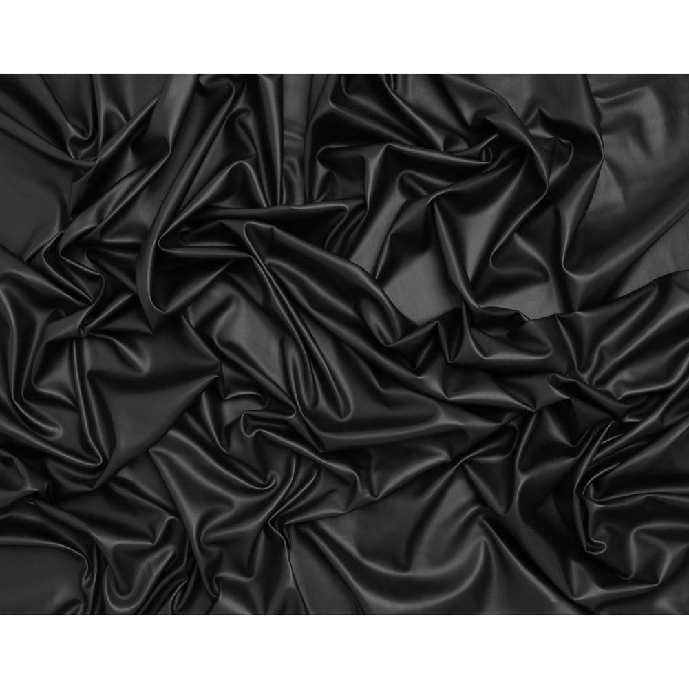 Buttery Faux Leather with Knit Faux Suede Backing - Black - Full Buttery Faux Leather with Knit Faux Suede Backing - Black - Full