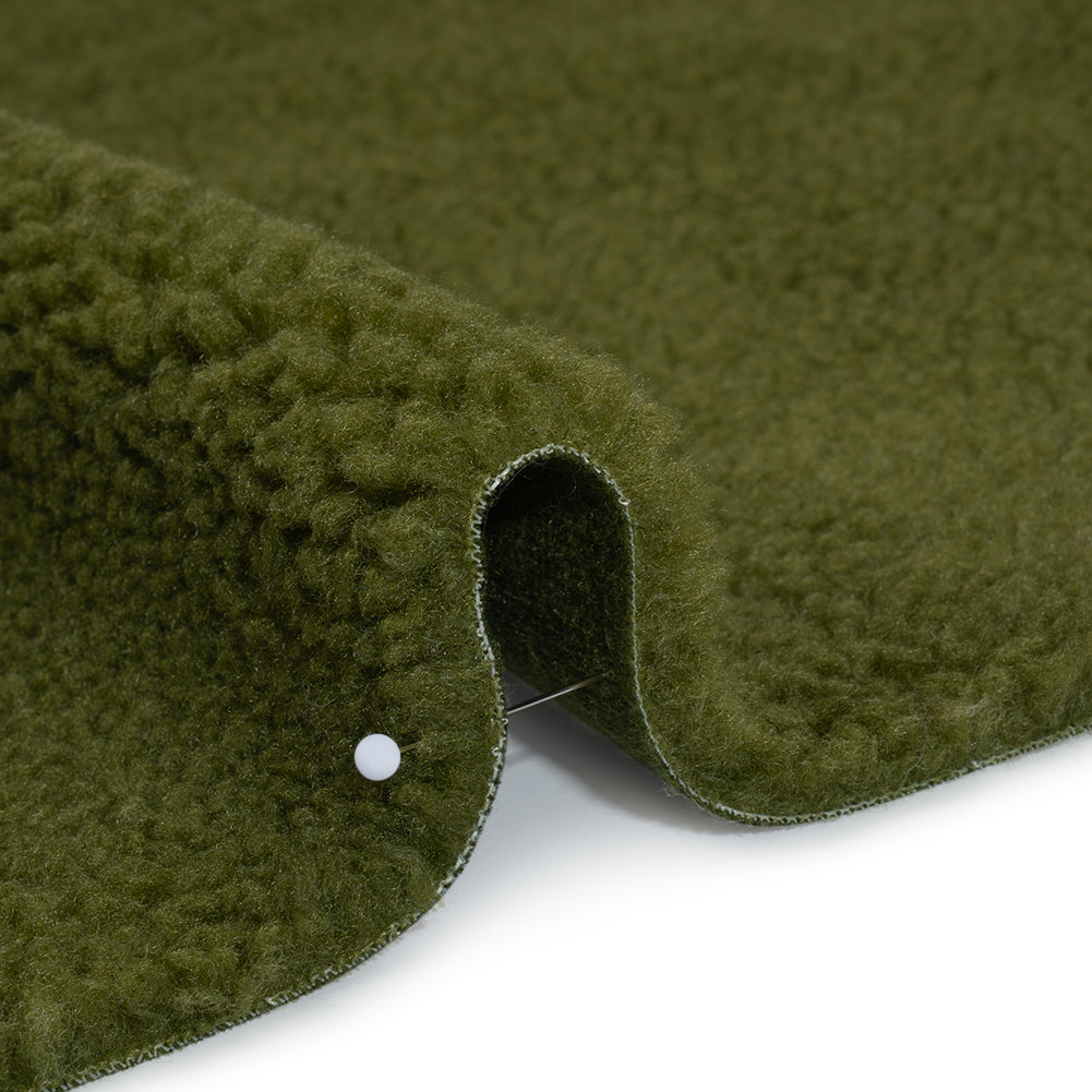 Recycled Polyester Faux Shearling - Olive Detail Recycled Polyester Faux Shearling - Olive Detail