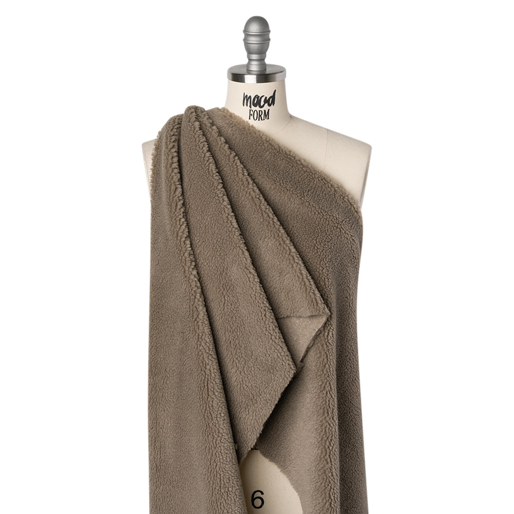Recycled Polyester Faux Shearling - Gray Drape Recycled Polyester Faux Shearling - Gray Drape