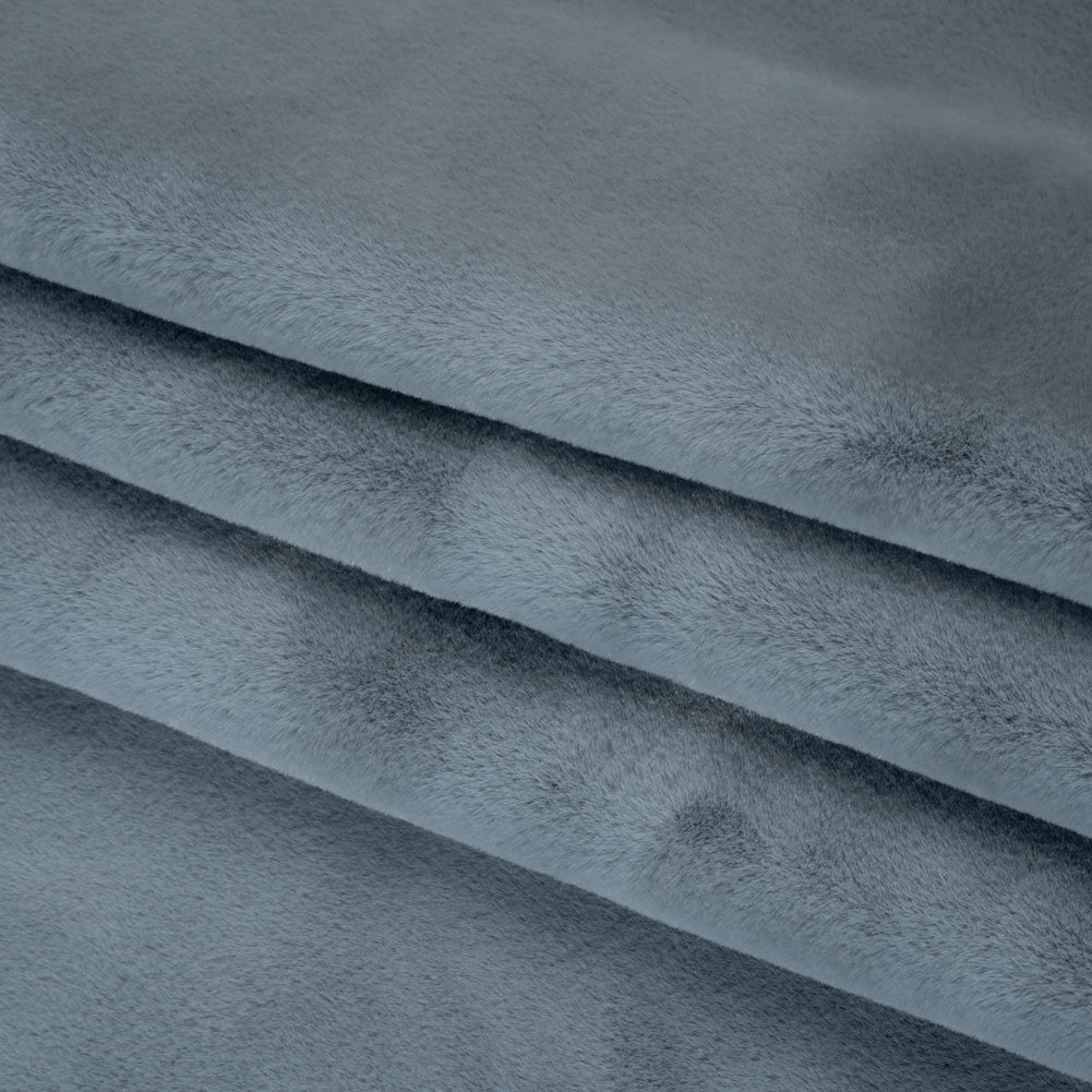 Recycled Polyester Faux Rabbit Fur - Slate Blue Folded Recycled Polyester Faux Rabbit Fur - Slate Blue Folded