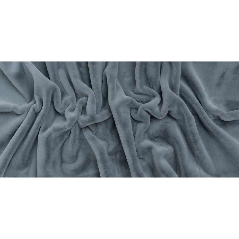 Recycled Polyester Faux Rabbit Fur - Slate Blue - Full Recycled Polyester Faux Rabbit Fur - Slate Blue - Full