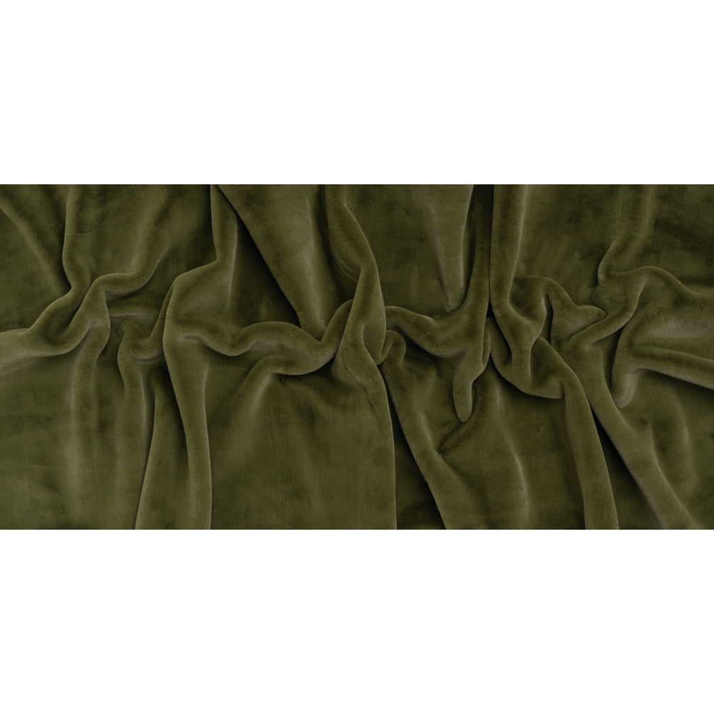 Recycled Polyester Faux Rabbit Fur - Olive - Full Recycled Polyester Faux Rabbit Fur - Olive - Full