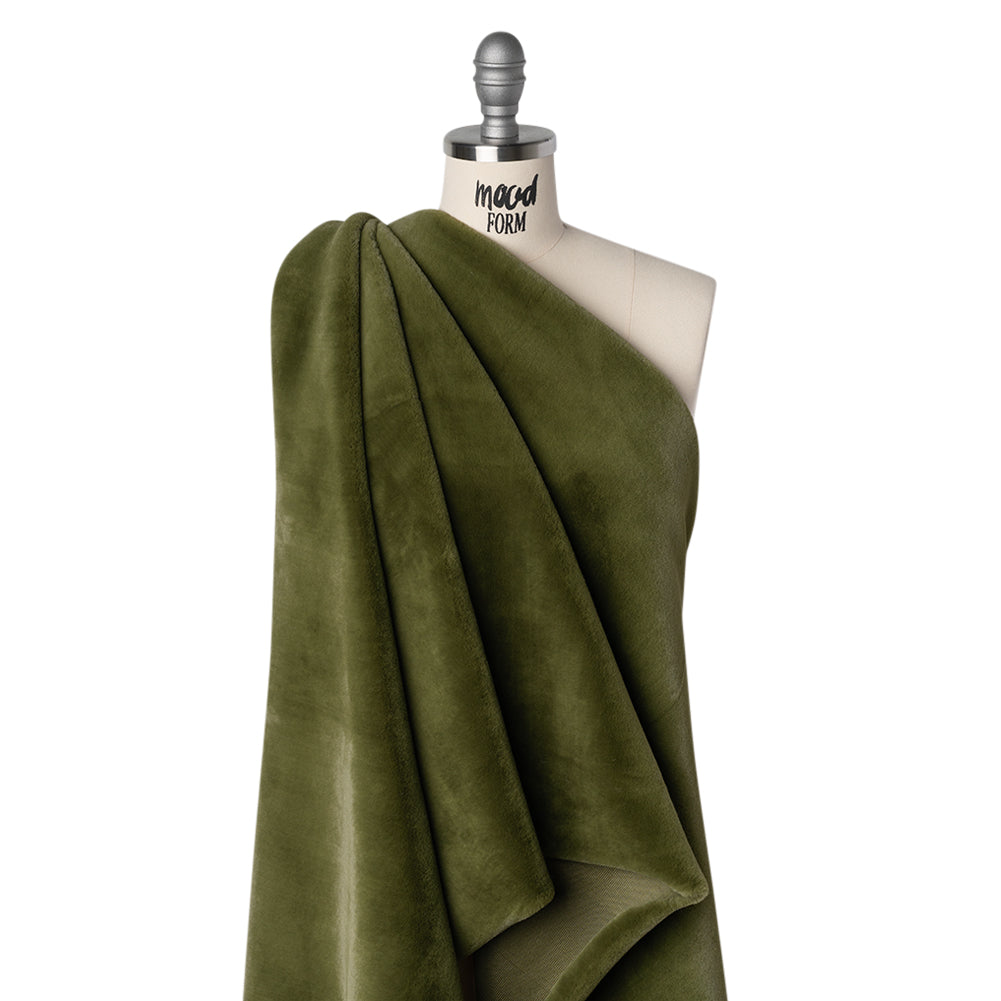 Recycled Polyester Faux Rabbit Fur - Olive Drape Recycled Polyester Faux Rabbit Fur - Olive Drape