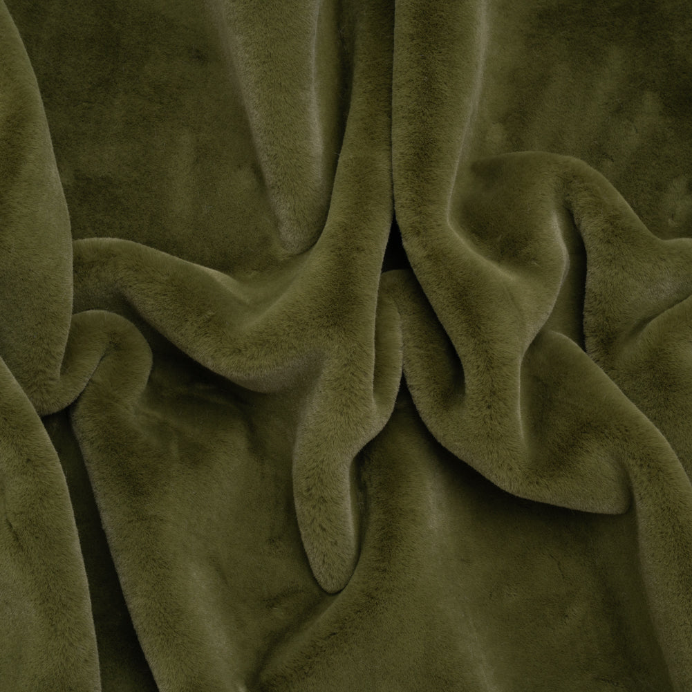 Recycled Polyester Faux Rabbit Fur - Olive Recycled Polyester Faux Rabbit Fur - Olive