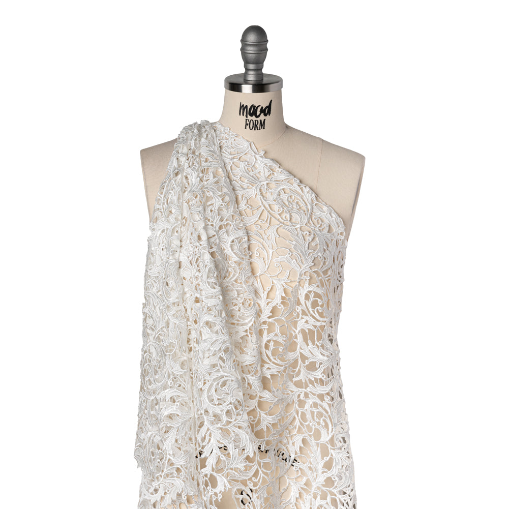 Guipure Lace - Off White Swirling Leafy Vines Drape Guipure Lace - Off White Swirling Leafy Vines Drape
