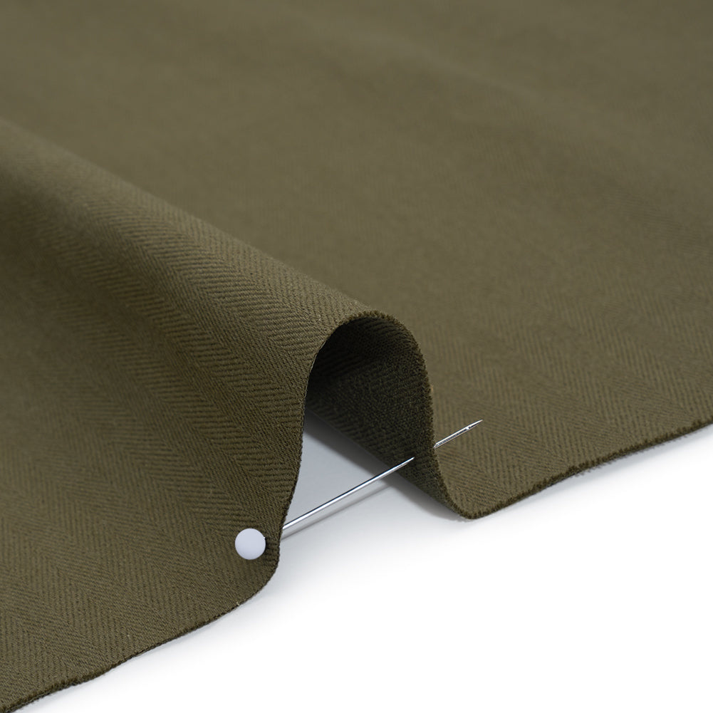 Cotton Herringbone Twill Coutil - Dusty Olive - Farrah Collection - Detail Cotton Herringbone Twill Coutil - Dusty Olive - Farrah Collection - Detail