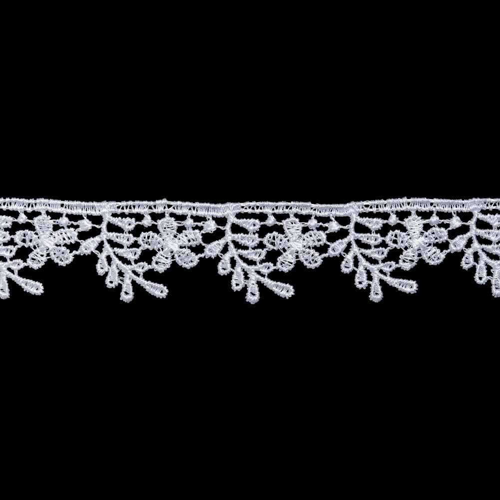 Guipure Lace Trim - 0.875" - White Fern Leaves and Flowers - Folded Guipure Lace Trim - 0.875" - White Fern Leaves and Flowers - Folded