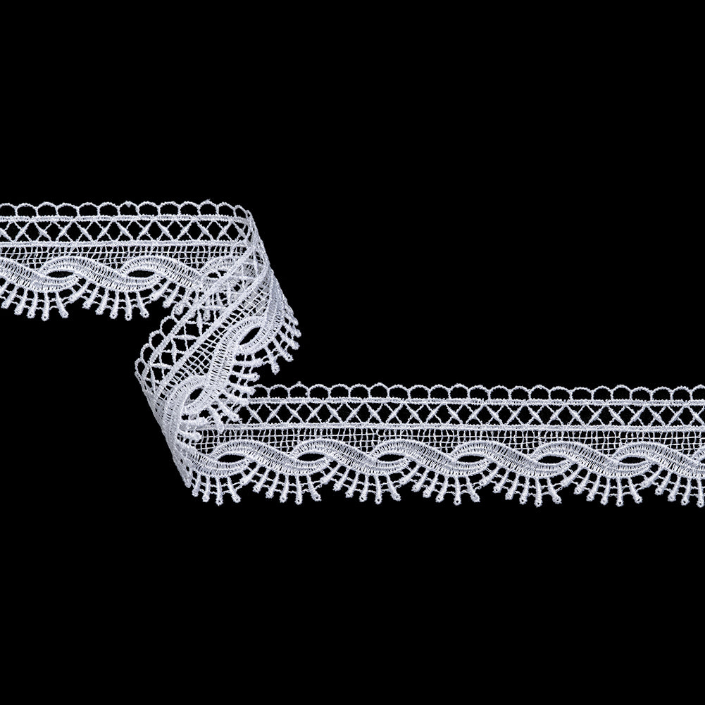 Guipure Lace Trim - 1.625" - White Abstracted Waves Guipure Lace Trim - 1.625" - White Abstracted Waves