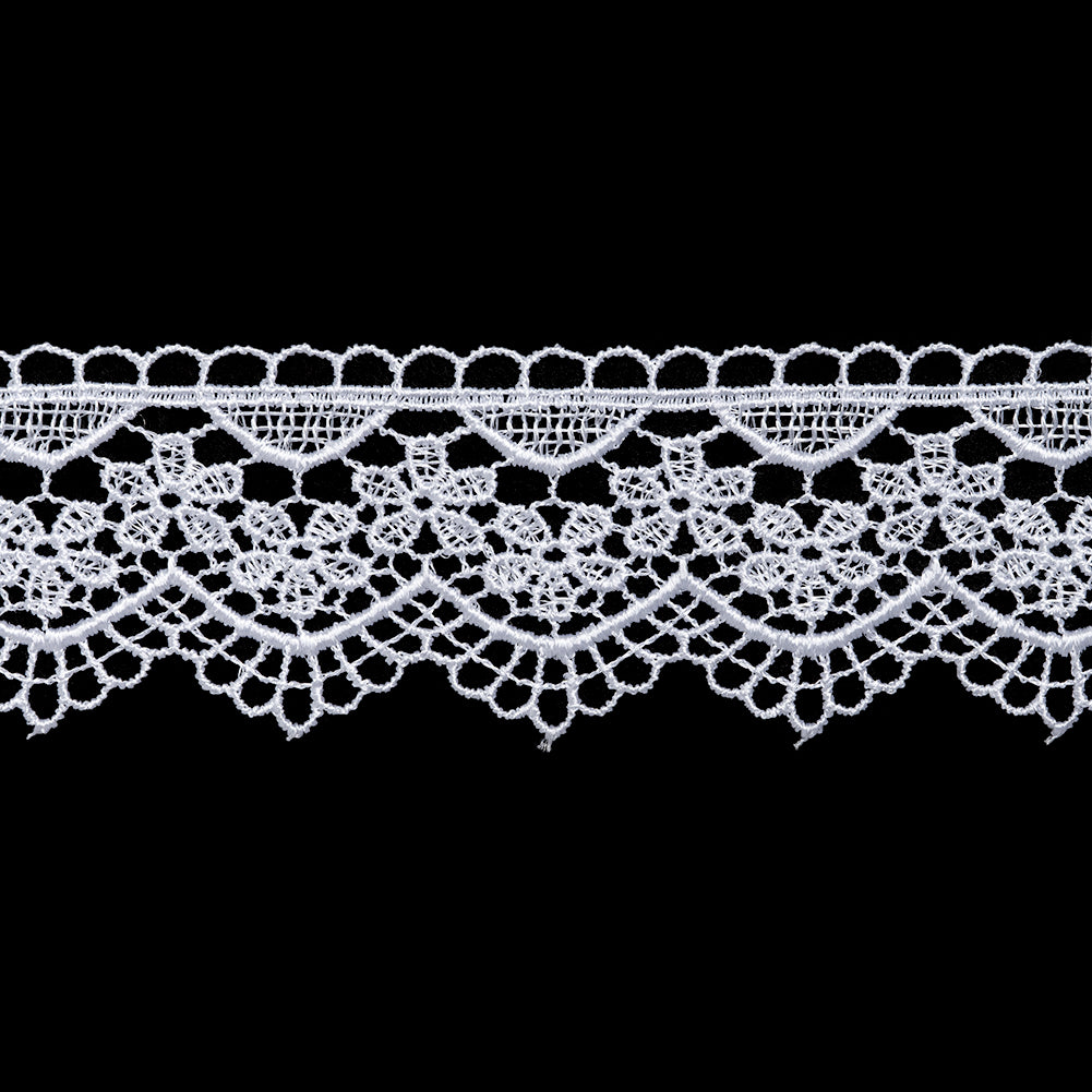 Guipure Lace Trim - 1.75" - White Floral Scallop - Folded Guipure Lace Trim - 1.75" - White Floral Scallop - Folded