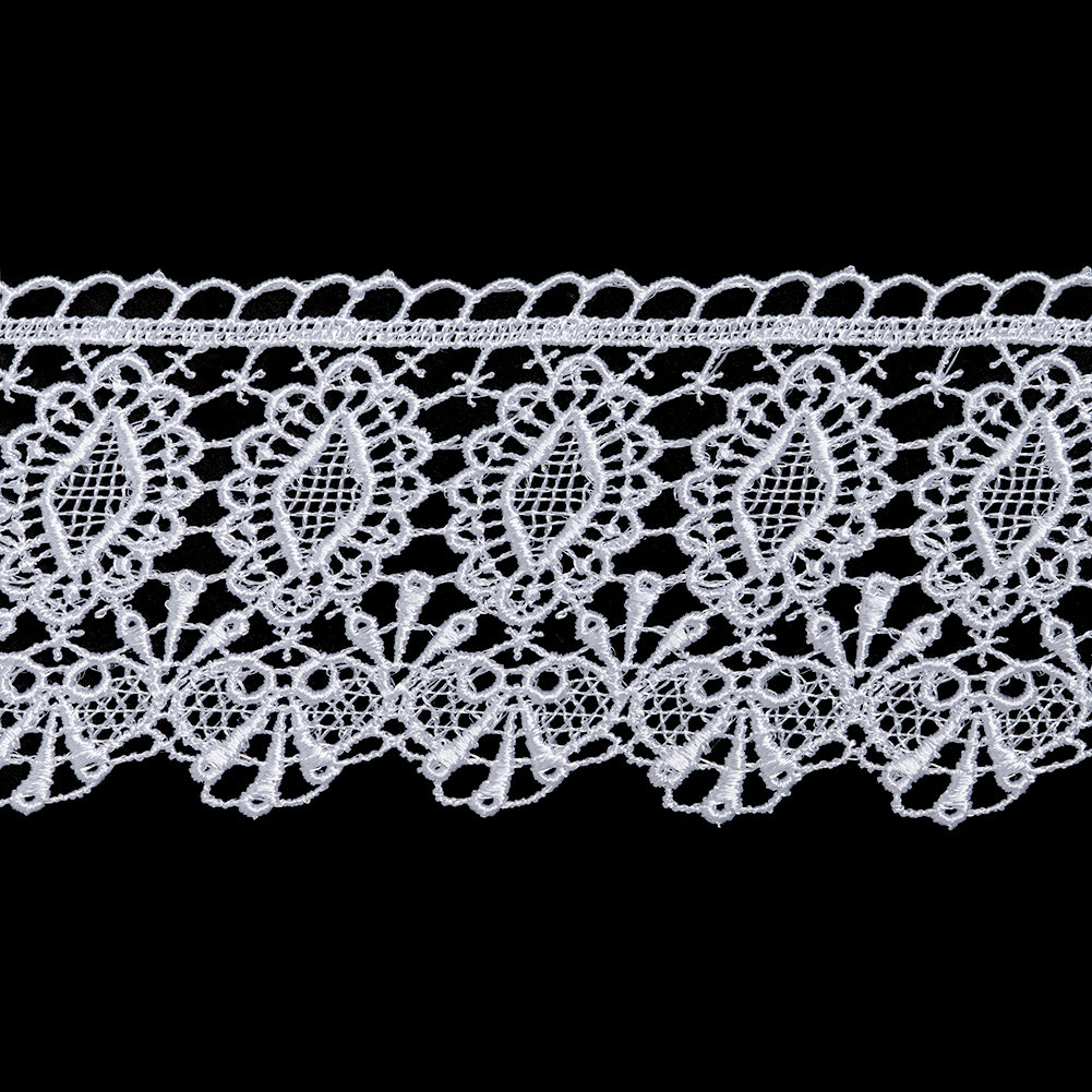 Guipure Lace Trim - 2.5" - White Diamonds and Bows Guipure Lace Trim - 2.5" - White Diamonds and Bows