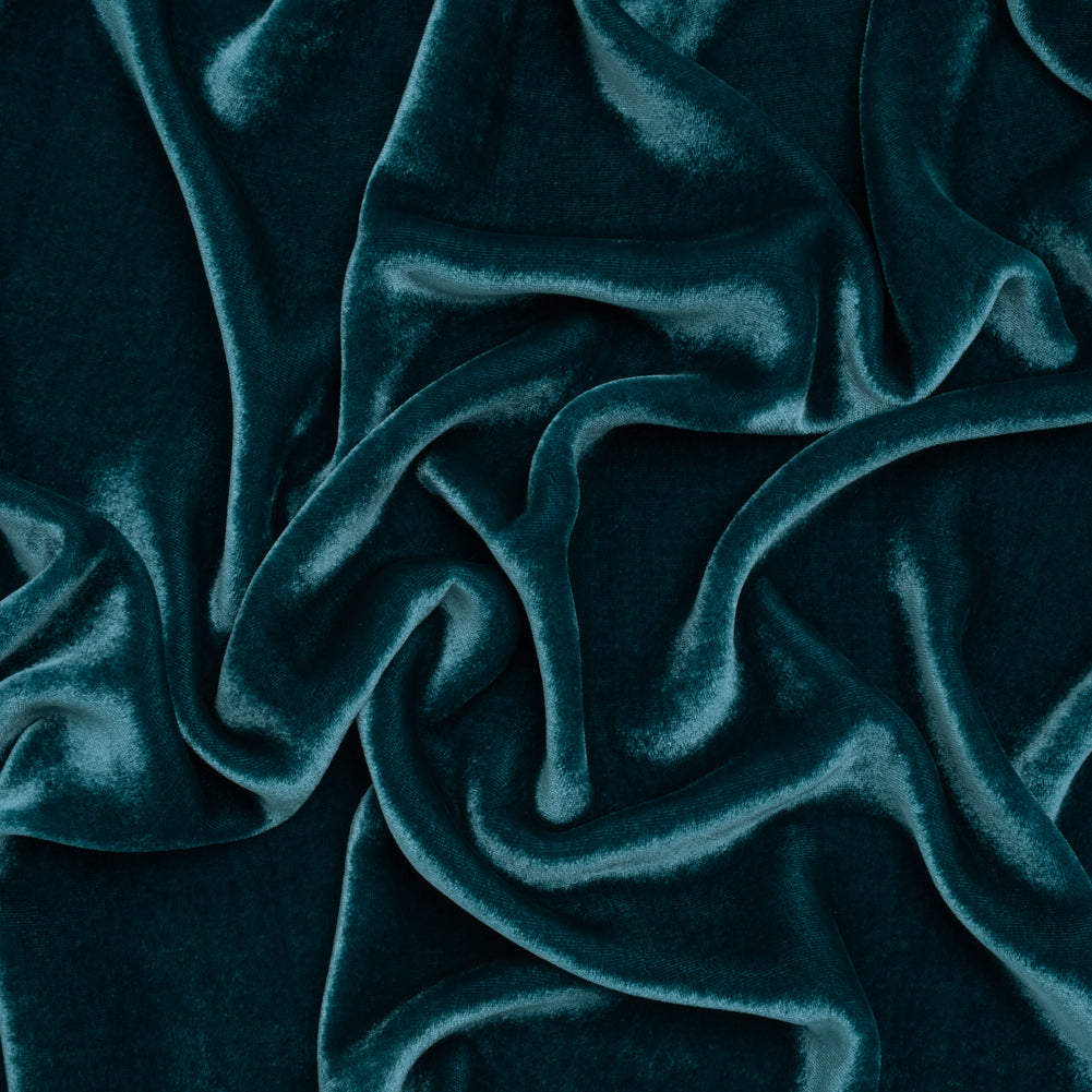 Silk and Rayon Velvet - Blue Coral - Adelasia Collection Silk and Rayon Velvet - Blue Coral - Adelasia Collection