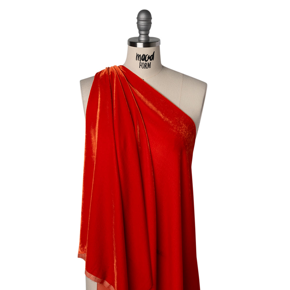Silk and Rayon Velvet - Fiery Red - Adelasia Collection Drape Silk and Rayon Velvet - Fiery Red - Adelasia Collection Drape