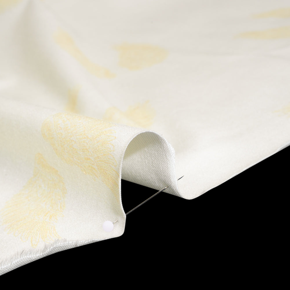 Stretch Cotton Sateen Print by Max Alexander - Cream and Sun Yellow Wings Detail Stretch Cotton Sateen Print by Max Alexander - Cream and Sun Yellow Wings Detail