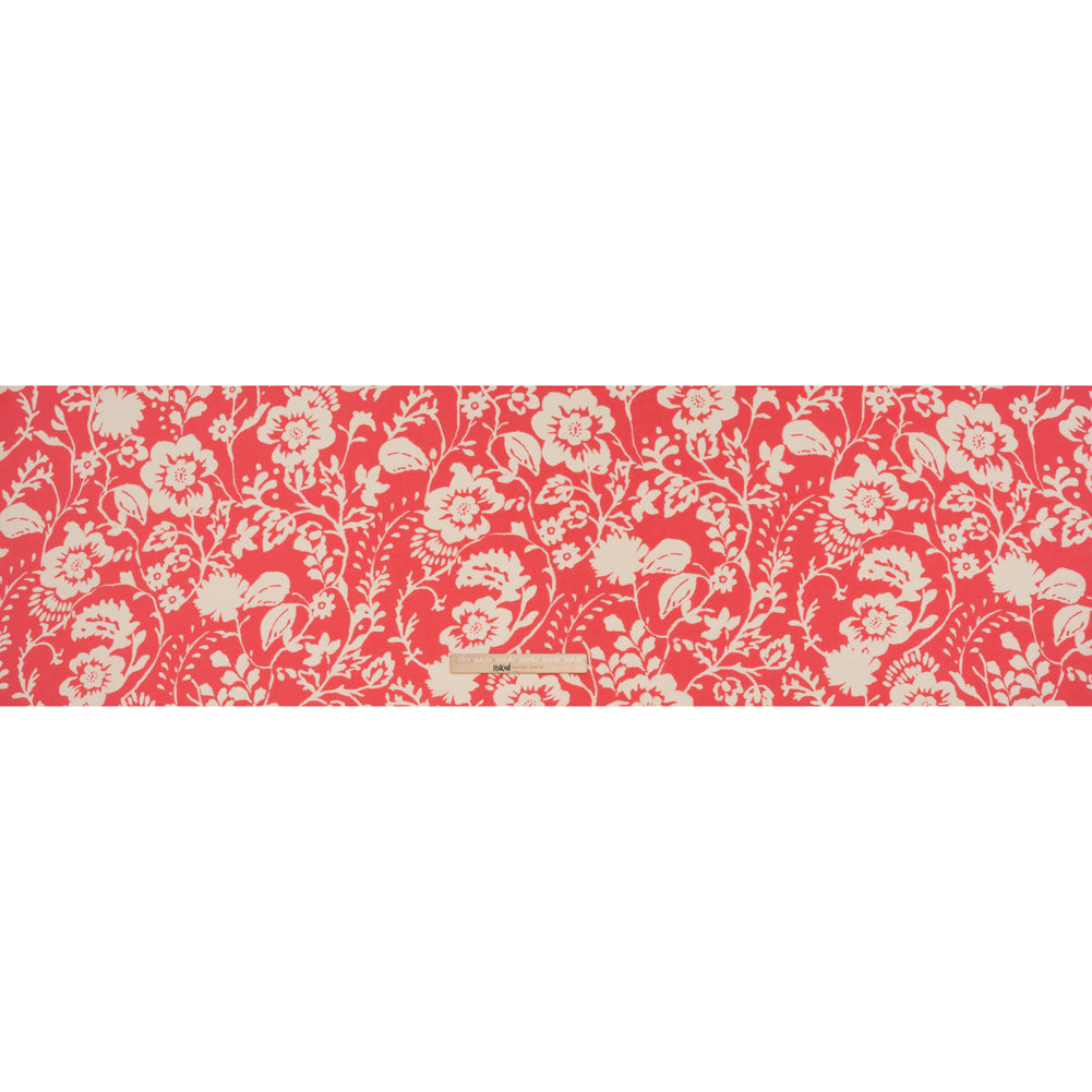 Rayon Challis Print - Coral Pink and Off White Floral - Deadstock - Full Rayon Challis Print - Coral Pink and Off White Floral - Deadstock - Full