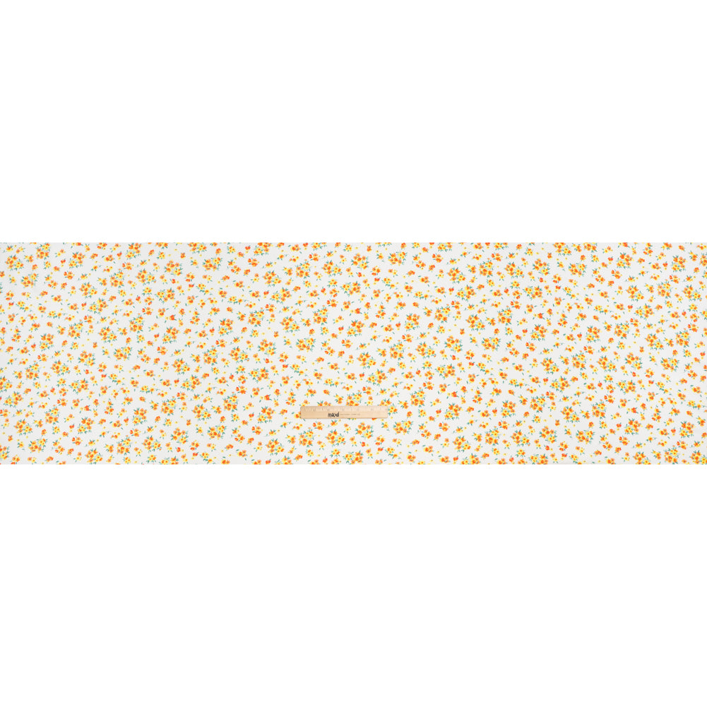 Rayon Challis Print - Vibrant Yellow, Coral Red and Honey Orange Painterly Floral - Deadstock - Full Rayon Challis Print - Vibrant Yellow, Coral Red and Honey Orange Painterly Floral - Deadstock - Full