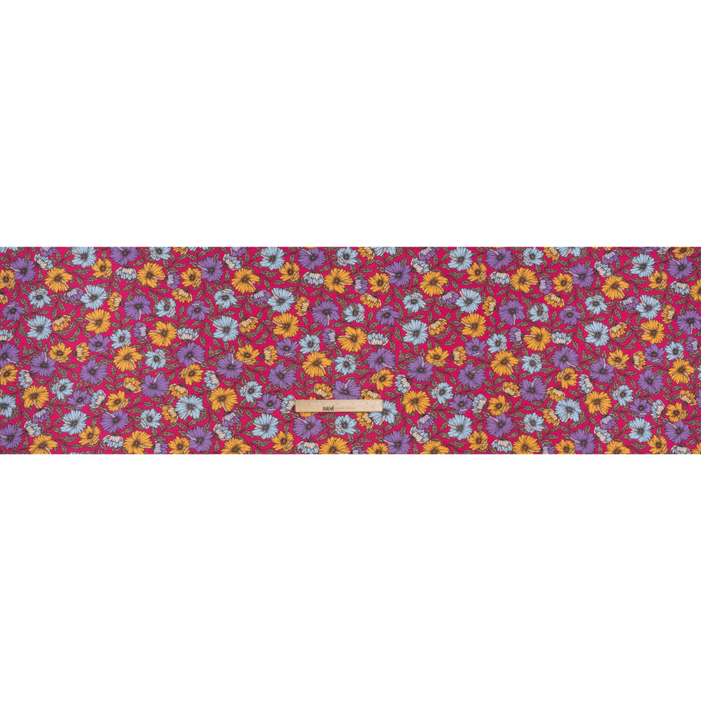 Rayon Challis Print - Mauve Purple, Sky Blue and Creamsicle Orange Floral - Deadstock - Full Rayon Challis Print - Mauve Purple, Sky Blue and Creamsicle Orange Floral - Deadstock - Full