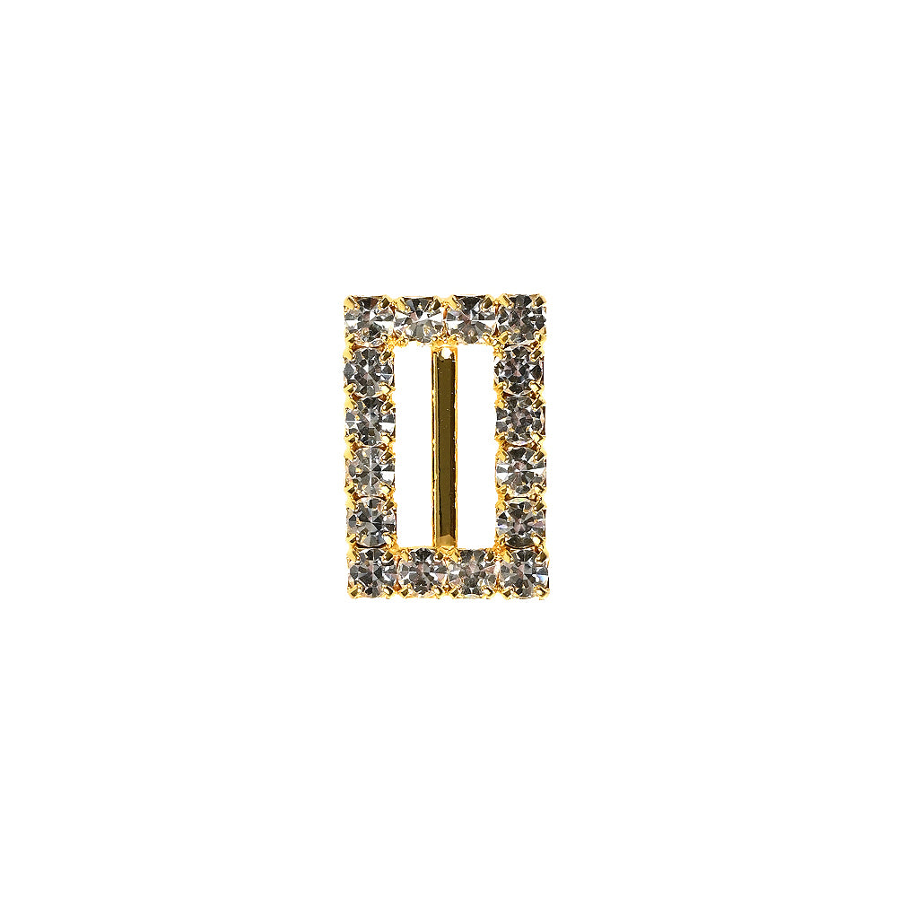 Swarovski Crystal and Gold Rectangular Rhinestone Slider - 0.5" x 0.75" Swarovski Crystal and Gold Rectangular Rhinestone Slider - 0.5" x 0.75"