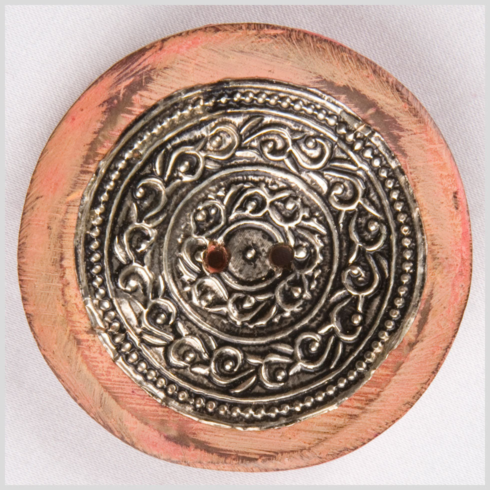 Light Orange and Silver Foiled 2-Hole Coconut Button - 74L/47mm Light Orange and Silver Foiled 2-Hole Coconut Button - 74L/47mm