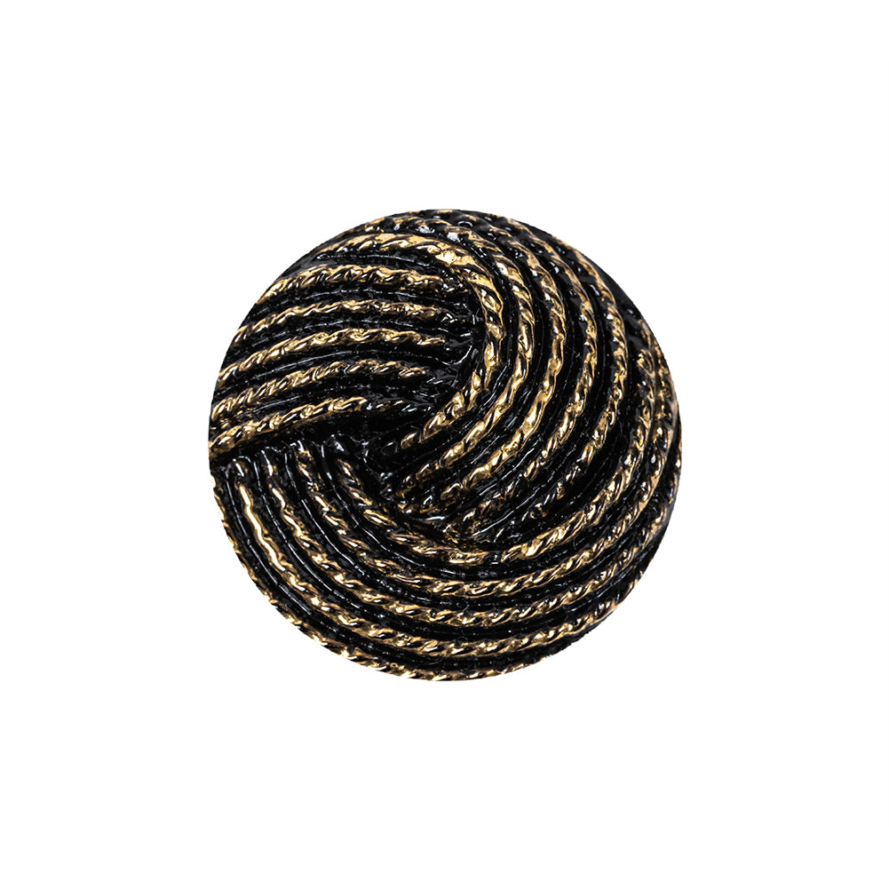 Black and Gold Knotted Glass Shank Back Button - 36L/23mm Black and Gold Knotted Glass Shank Back Button - 36L/23mm