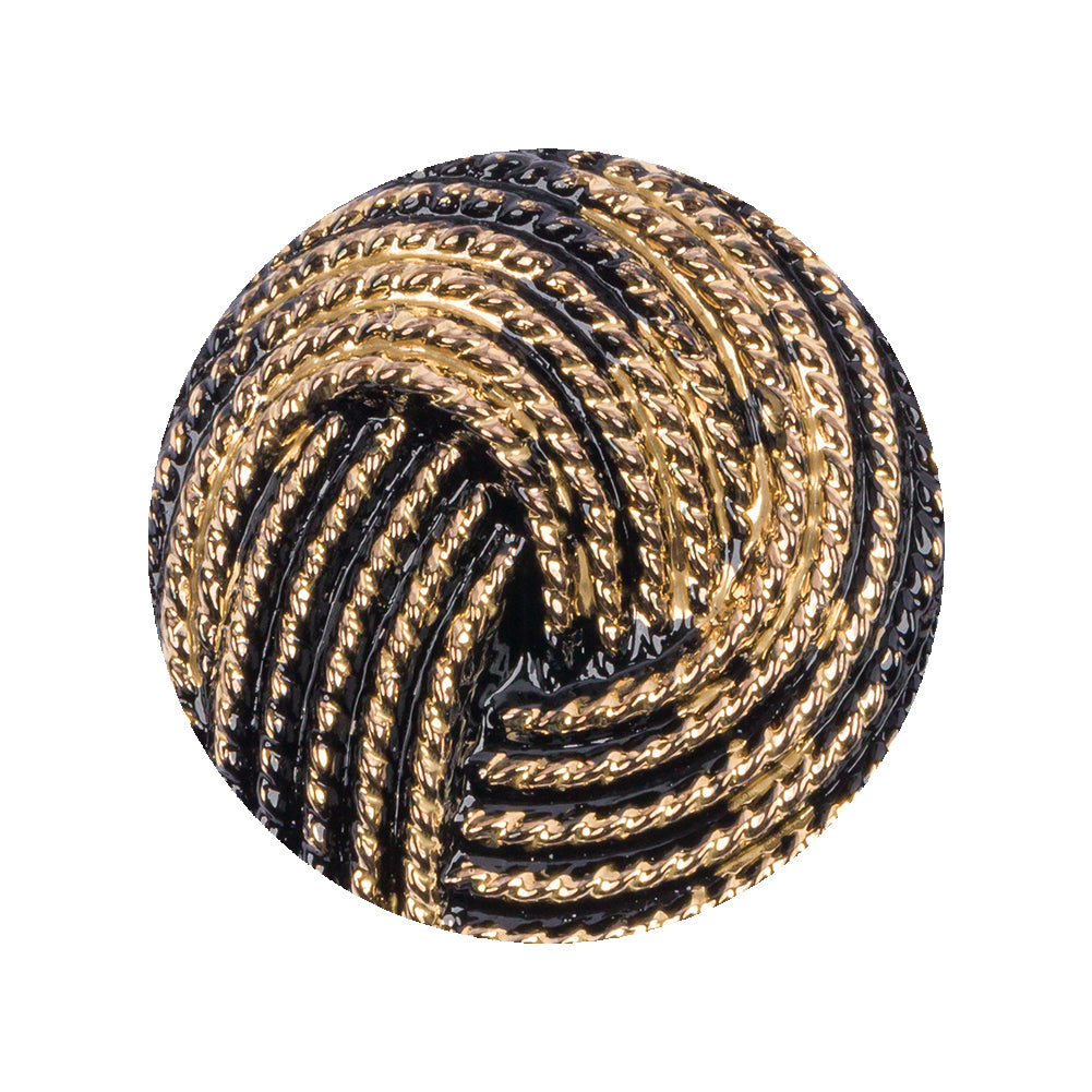 Black and Gold Knotted Glass Shank Back Button - 44L/28mm Black and Gold Knotted Glass Shank Back Button - 44L/28mm