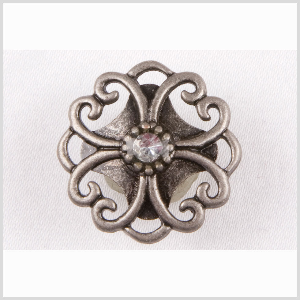 Silver/Crystal Metal Coat Button - 28L/18mm Silver/Crystal Metal Coat Button - 28L/18mm