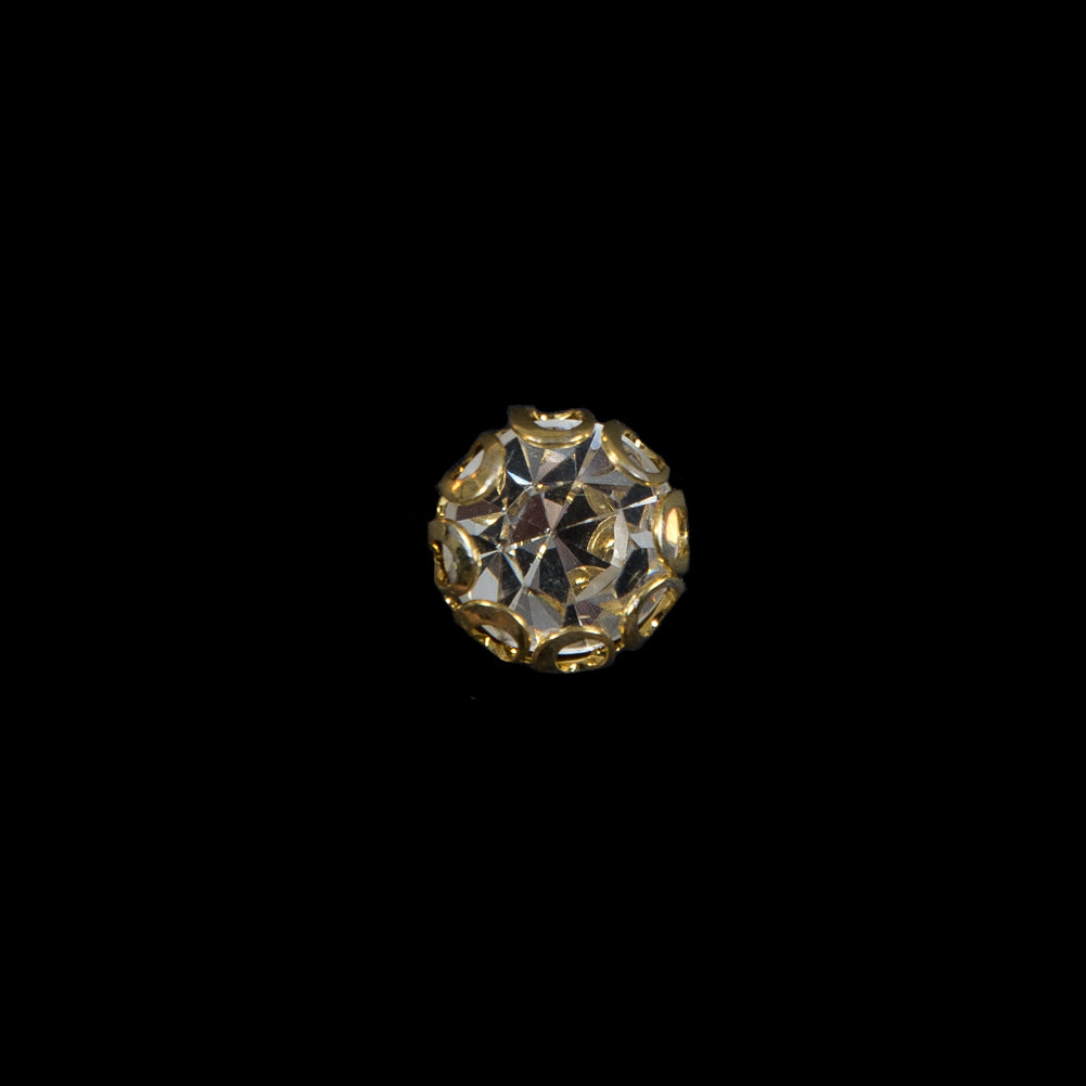 Crystal Rhinestone and Gold Metal Czech Button - 14L/9mm Crystal Rhinestone and Gold Metal Czech Button - 14L/9mm