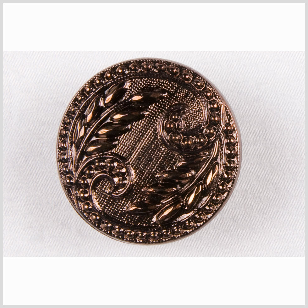 Copper Floral Leaf Glass Shank Back Button - 44L/28mm Copper Floral Leaf Glass Shank Back Button - 44L/28mm