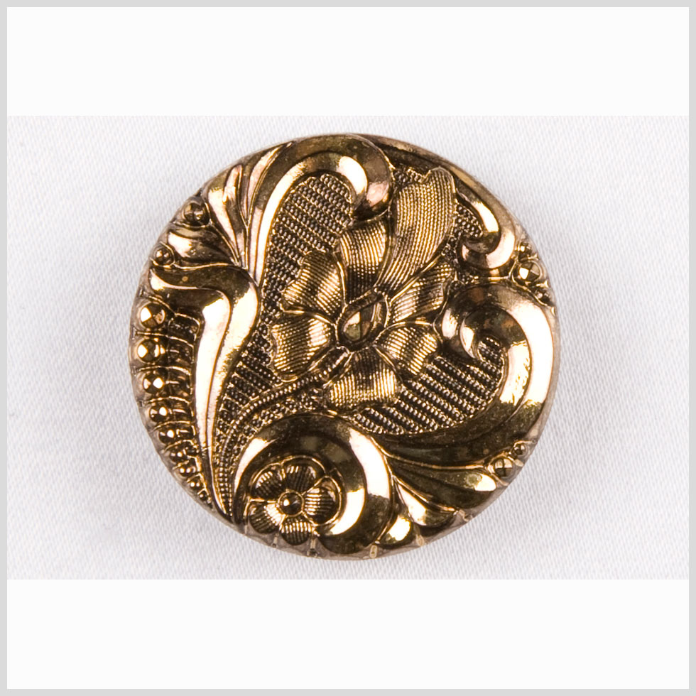 Old Gold Glass Button - 28L/18mm Old Gold Glass Button - 28L/18mm
