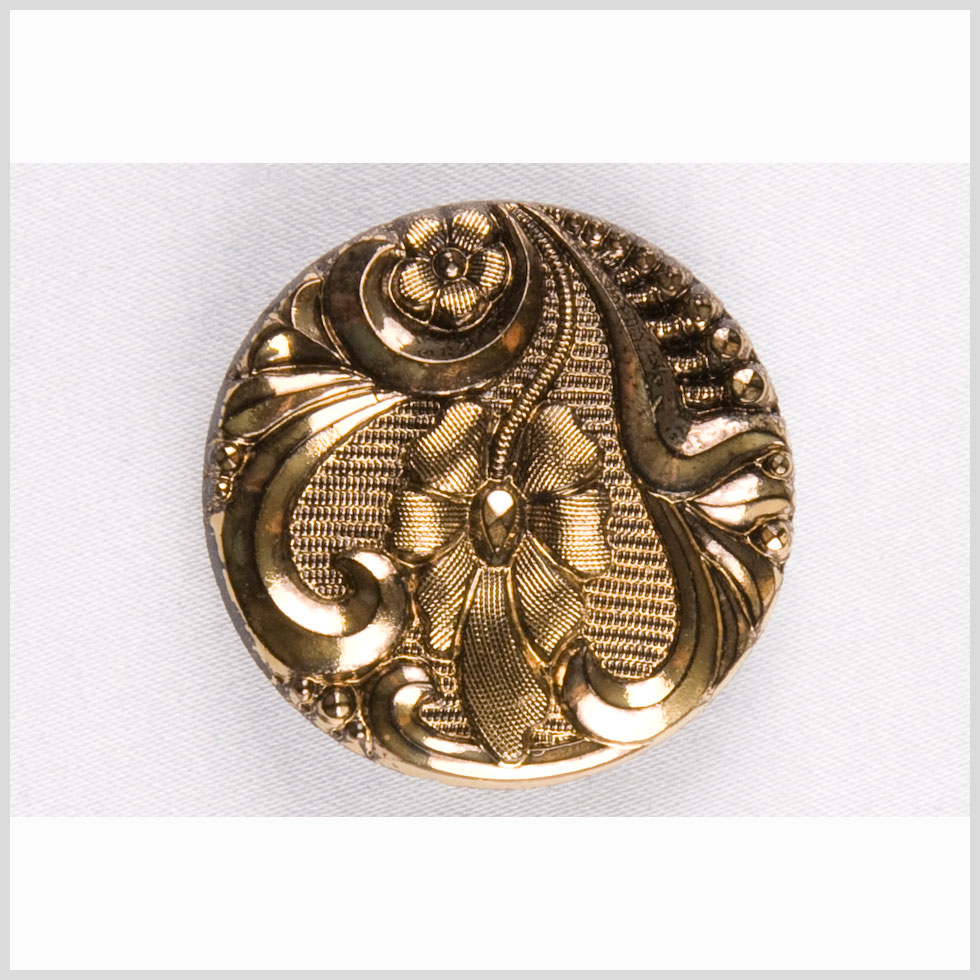 Old Gold Glass Button - 44L/28mm Old Gold Glass Button - 44L/28mm