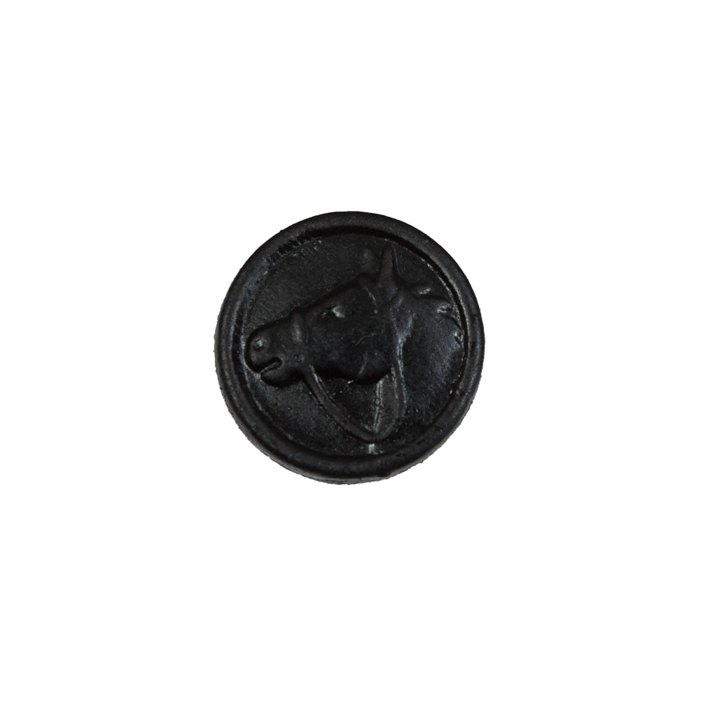 Black Leather Horsehead Button - 24L/15mm Black Leather Horsehead Button - 24L/15mm