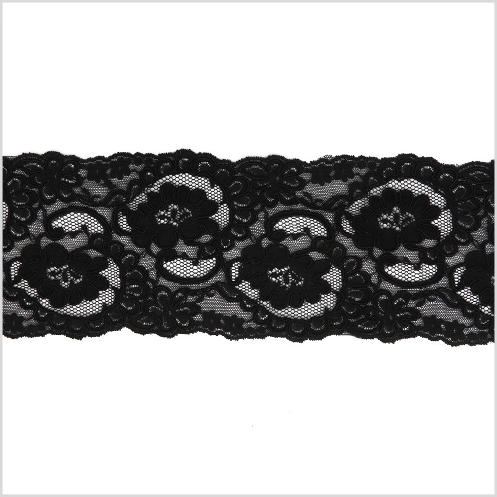 Black Corded Lace Trim - 3.75" Black Corded Lace Trim - 3.75"
