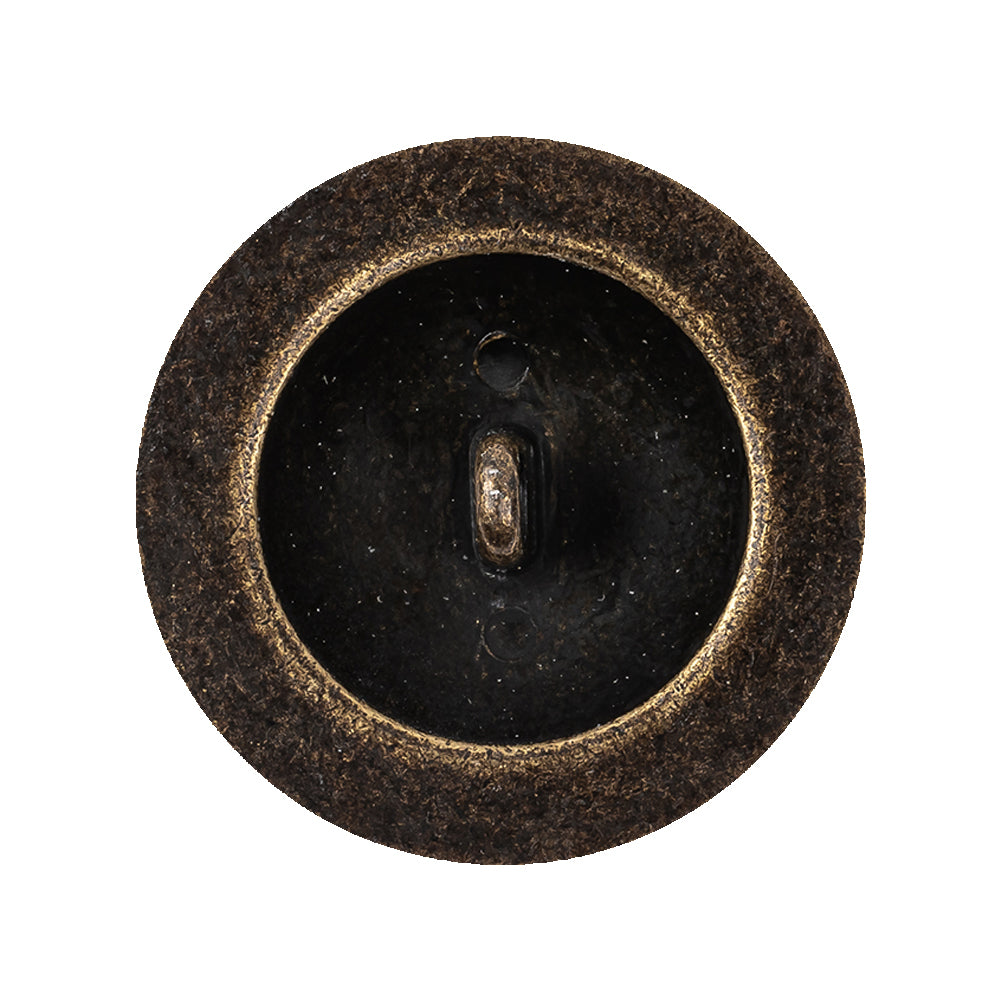 Old Brass Domed Metal Shank Back Button with Decorative Rim - 44L/28mm Detail Old Brass Domed Metal Shank Back Button with Decorative Rim - 44L/28mm Detail