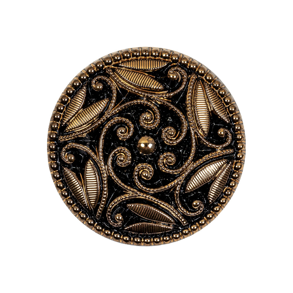 Black/Gold Glass Button - 42L/27mm Black/Gold Glass Button - 42L/27mm
