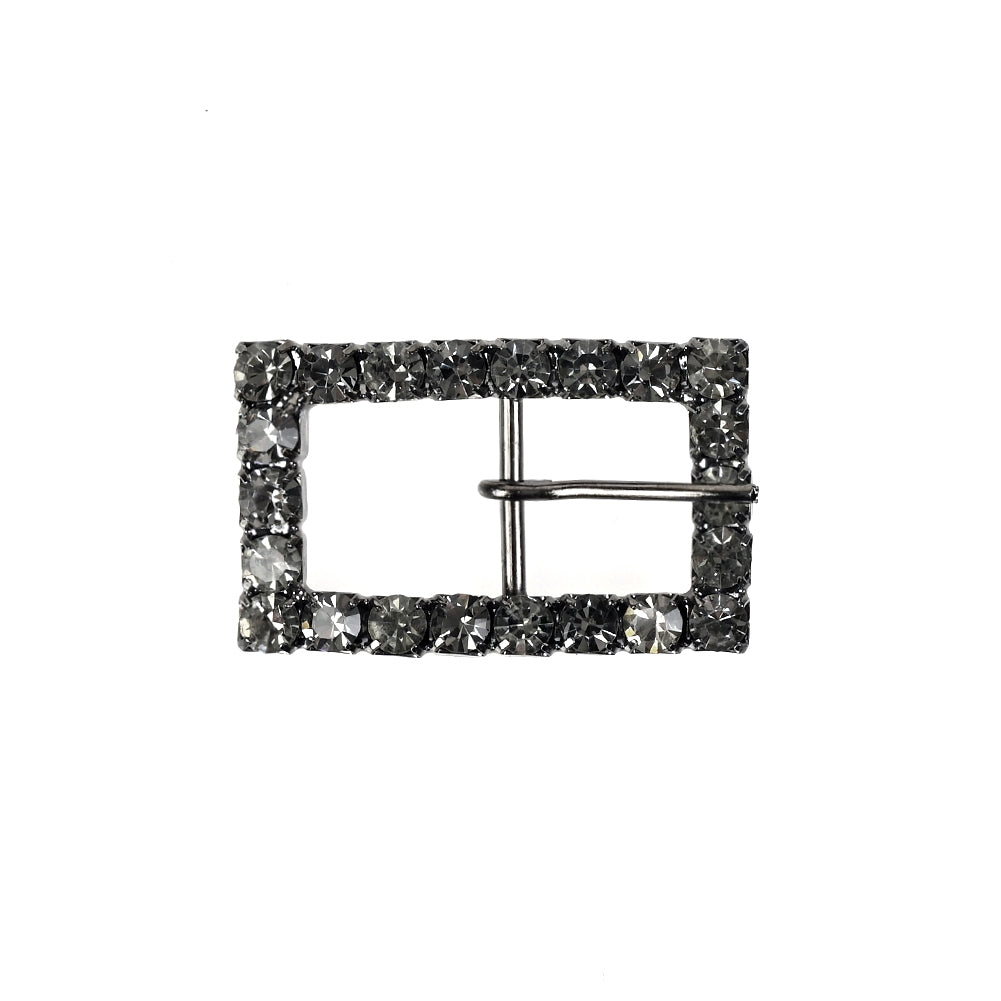 Swarovski Gunmetal Rectangular Rhinestone Buckle - 1" x 0.625" Swarovski Gunmetal Rectangular Rhinestone Buckle - 1" x 0.625"