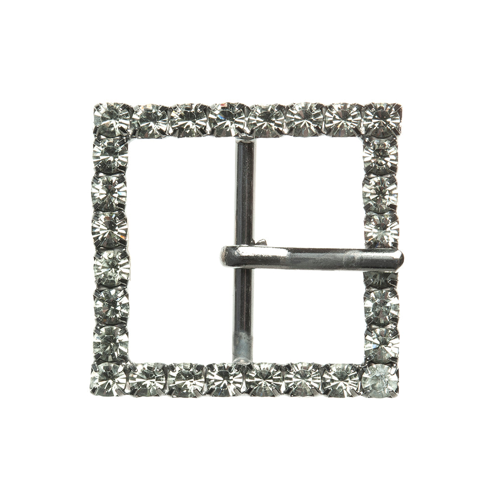 Swarovski Black Diamond and Gunmetal Square Rhinestone Buckle - 1.375" Swarovski Black Diamond and Gunmetal Square Rhinestone Buckle - 1.375"