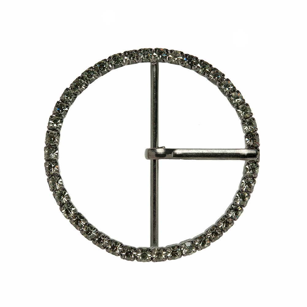 Swarovski Black Diamond and Gunmetal Circular Rhinestone Buckle - 2.5" Swarovski Black Diamond and Gunmetal Circular Rhinestone Buckle - 2.5"