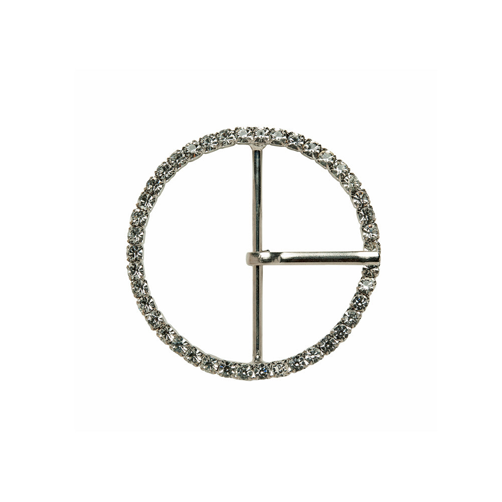 Swarovski Crystal and Silver Circular Rhinestone Buckle - 1.75" Swarovski Crystal and Silver Circular Rhinestone Buckle - 1.75"