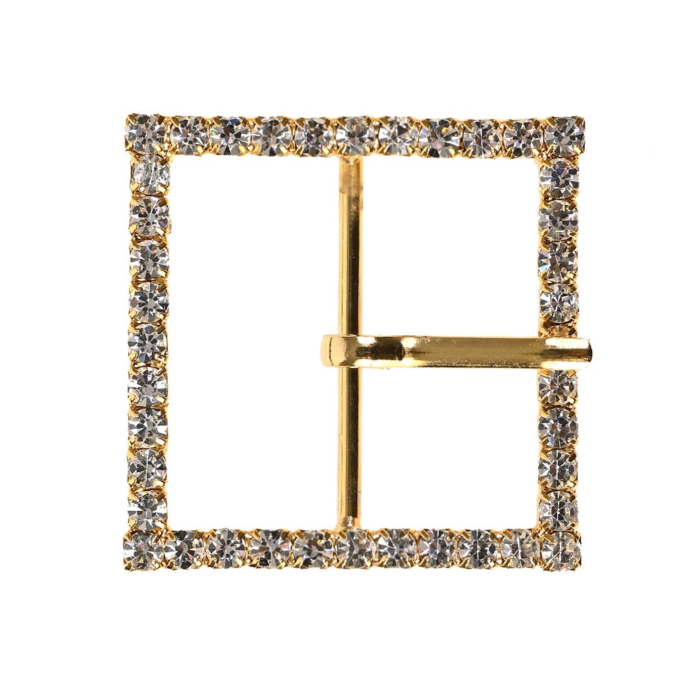 Swarovski Crystal and Gold Square Rhinestone Buckle - 1.75" Swarovski Crystal and Gold Square Rhinestone Buckle - 1.75"